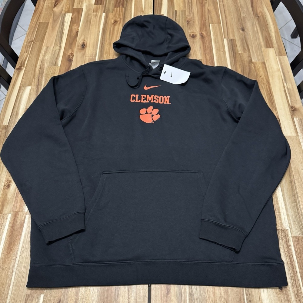 Nike Black Hoodie with Orange Clemson Logo